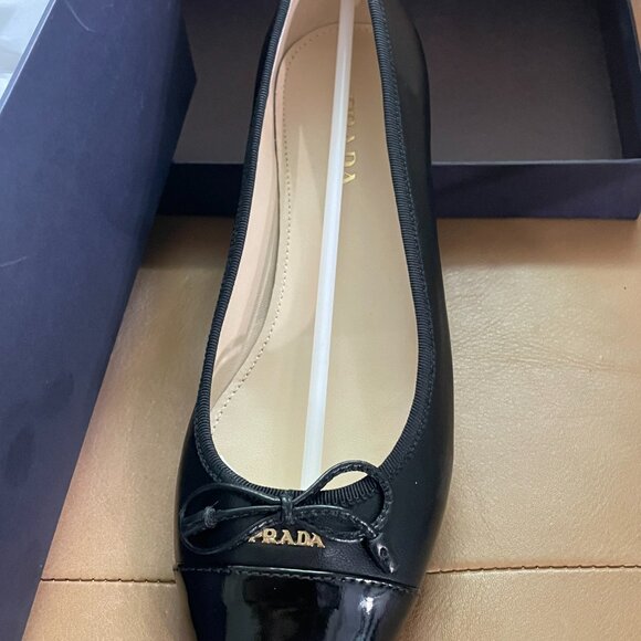 Prada Black Calzature Donna Nappa + Vernice Ballerina Flats - Picture 3 of 3
